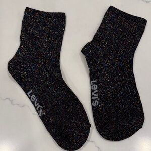 Levi's Womens Black Glitter Socks